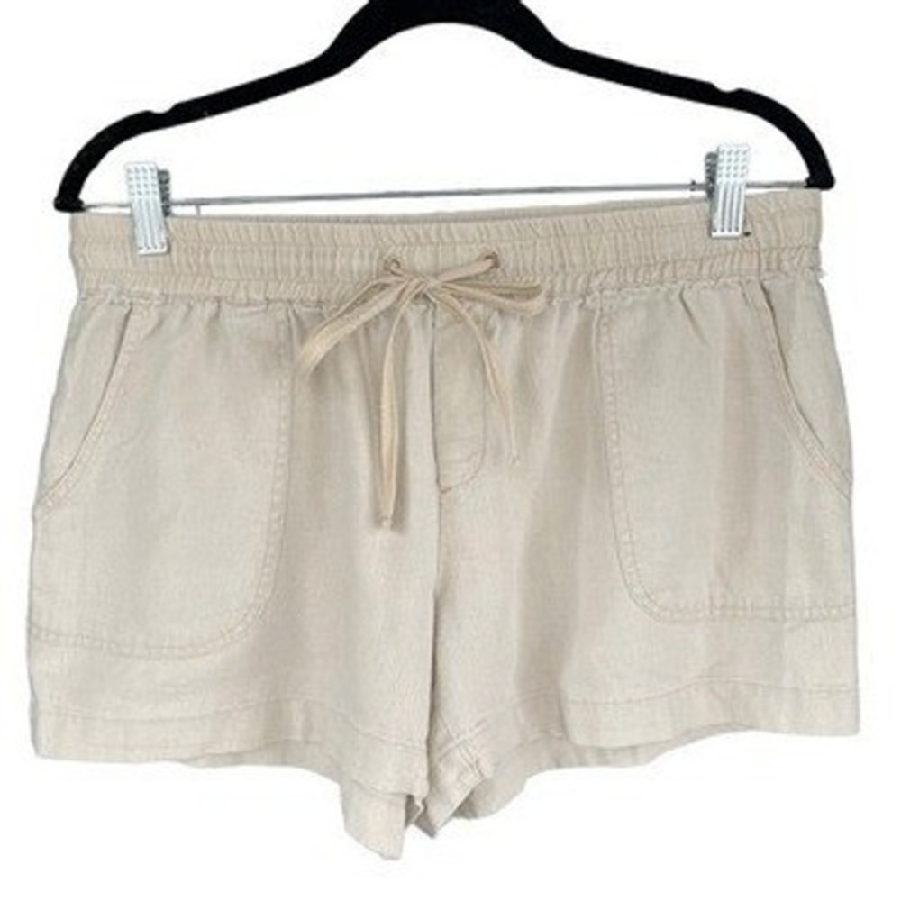 Soho Street New York & Company Beige Linen Blend Drawstring Shorts Womens Medium